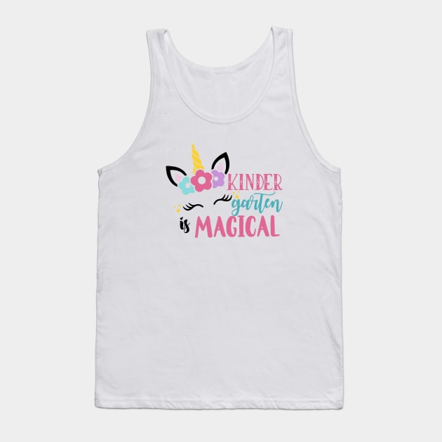 Kids Kinder Garten Magical Back To School Girls Kindergarten Unicorn Tank Top by huepham613